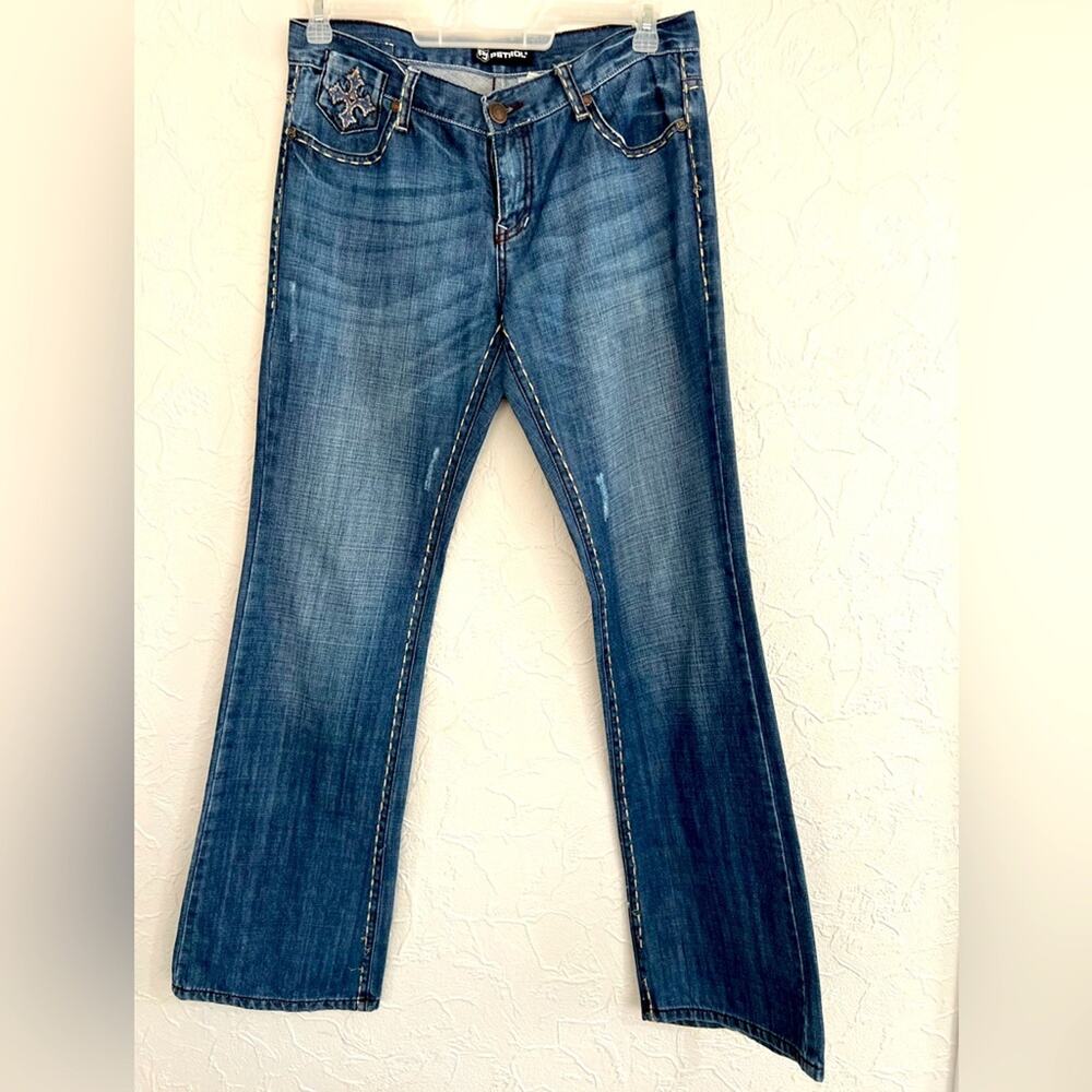 Petrol Women’s 8 Jenna Embroided Bootcut Stretch Denim Jeans 29X34 Medium Wash